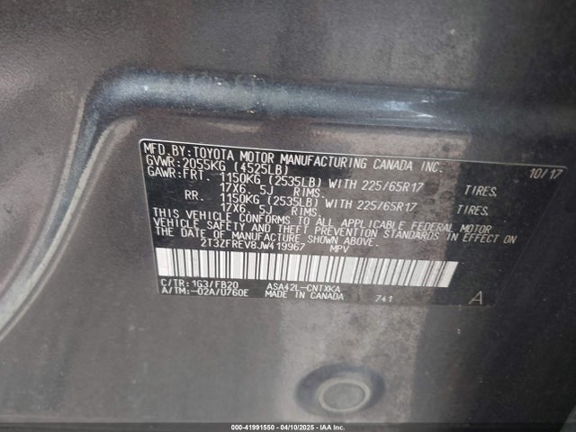 2T3ZFREV8JW419967 Toyota RAV4 LE