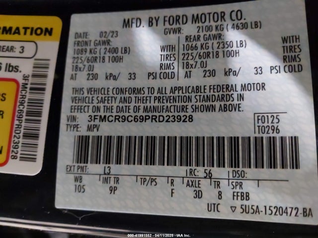 3FMCR9C69PRD23928 Ford Bronco Sport Outer Banks