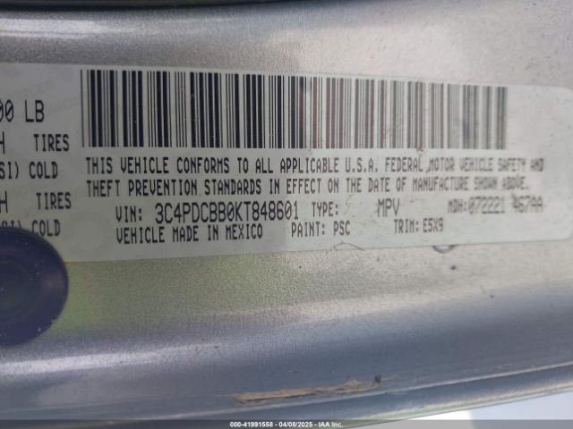 3C4PDCBB0KT848601 Dodge JOURNEY SE