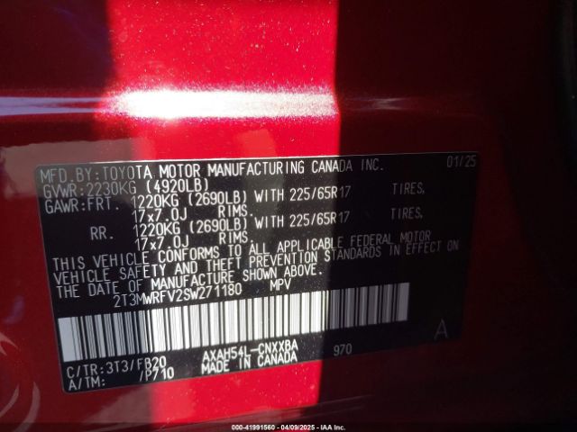 2T3MWRFV2SW271180 Toyota Rav4 Hybrid Le