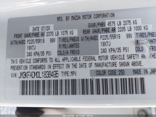 JM3KFADM0L1838495 Mazda Cx-5 Grand Touring