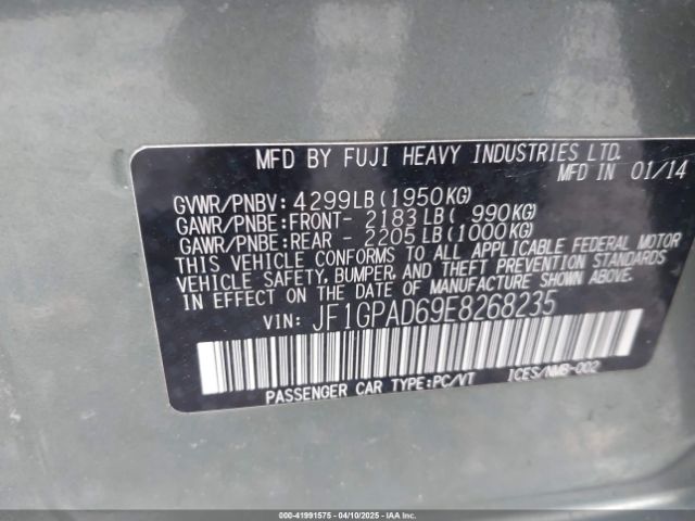 JF1GPAD69E8268235 Subaru Impreza 2.0i Premium