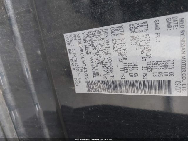 5N1DL0MMXJC504105 Infiniti QX60