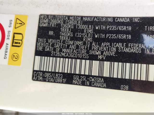 2T2BZMCA3GC010155 Lexus RX 350
