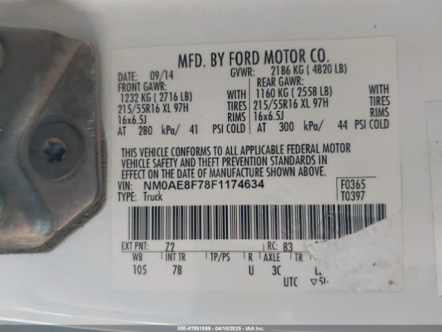 NM0AE8F78F1174634 Ford Transit Connect Xlt
