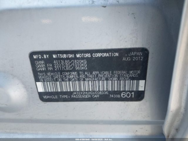 2013 MITSUBISHI LANCER SPORTBACK JA32X2HUXDU008336 Photo 8