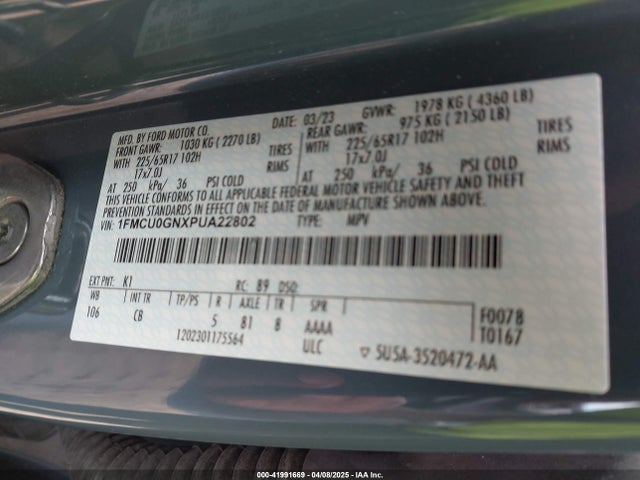 Ford Escape Active 2023 1FMCU0GNXPUA22802 Image 9