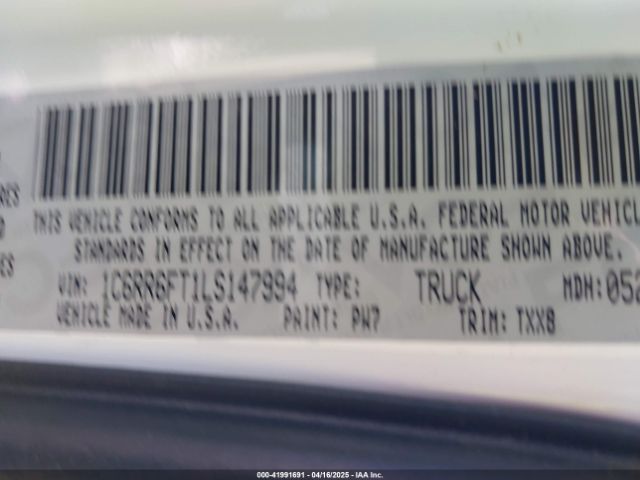 1C6RR6FT1LS147994 RAM 1500 Classic Tradesman  4x2 6'4 Box