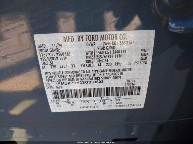 2025 FORD EXPLORER 1FMUK7DH3SGB03603 Photo 8