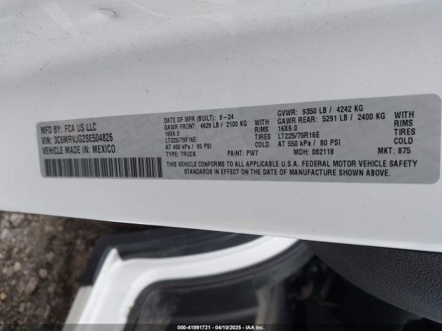 3C6MRVJG2SE504826 RAM Promaster 3500 Cargo Van Tradesman High Roof 159 Wb Ext