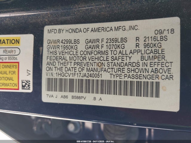 1HGCV1F17JA240051 Honda ACCORD LX