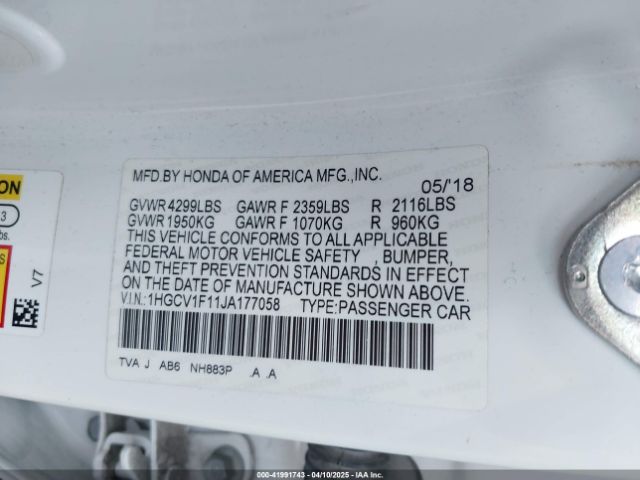 1HGCV1F11JA177058 Honda ACCORD LX