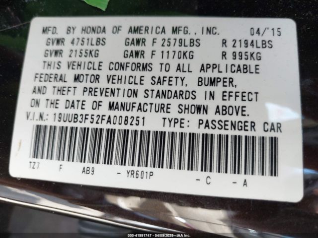 19UUB3F52FA008251 Acura Tlx V6 Tech
