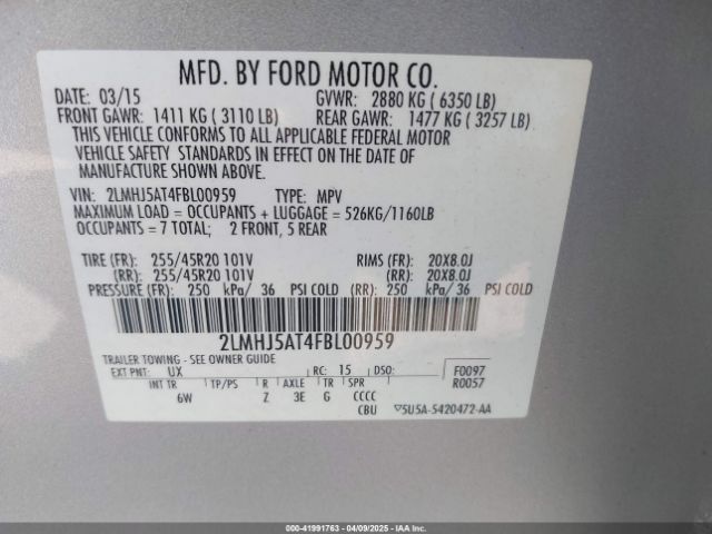 2LMHJ5AT4FBL00959 Lincoln Mkt Ecoboost