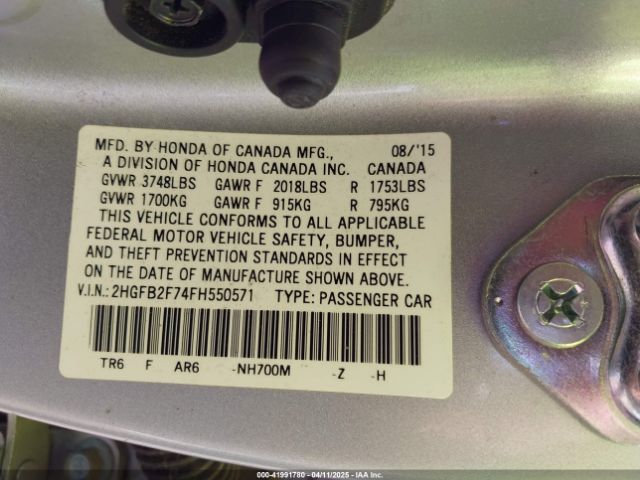 2HGFB2F74FH550571 Honda CIVIC SE