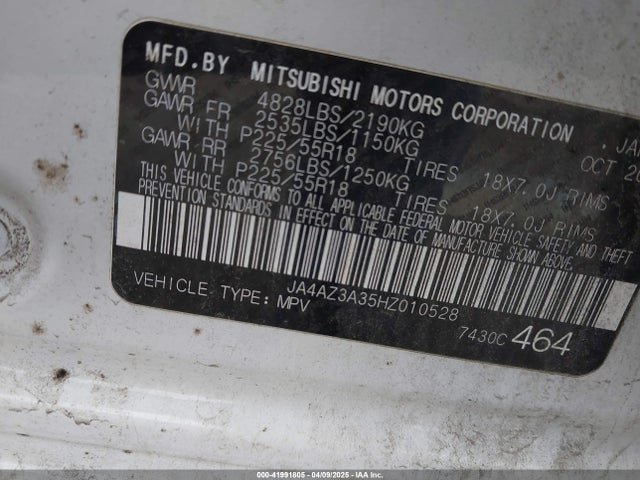 2017 MITSUBISHI OUTLANDER JA4AZ3A35HZ010528 Photo 8