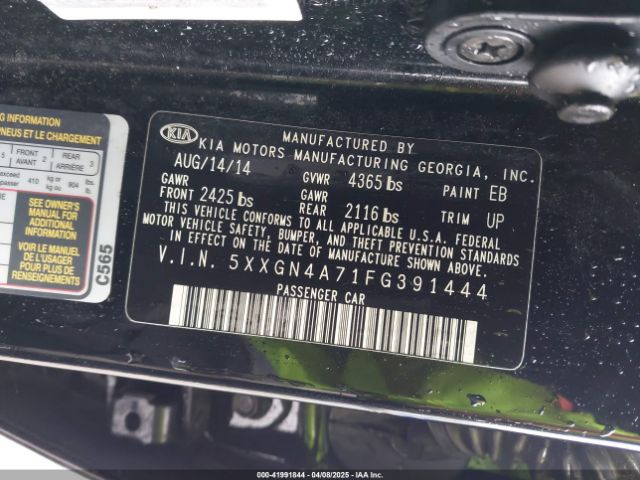 5XXGN4A71FG391444 KIA OPTIMA EX