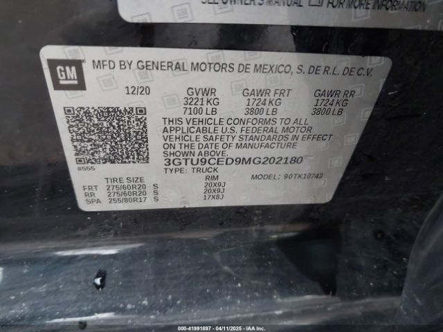 3GTU9CED9MG202180 GMC Sierra 1500 4wd  Standard Box Elevation