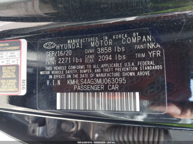 KMHLS4AG3MU063095 Hyundai ELANTRA SEL