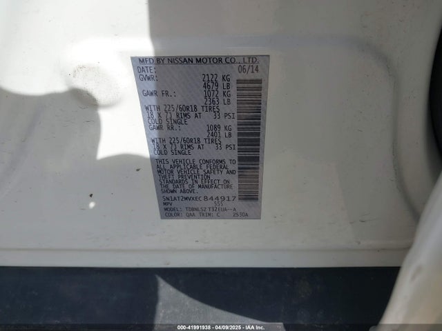 5N1AT2MVXEC844917 Nissan Rogue Sl