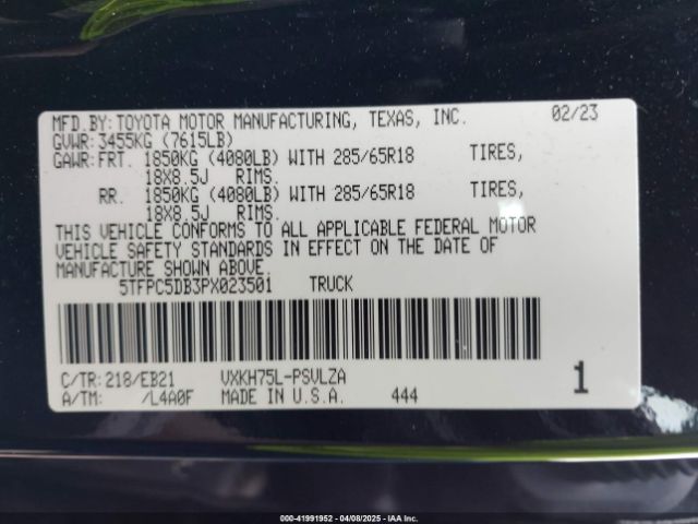 2023 TOYOTA TUNDRA HYBRID 5TFPC5DB3PX023501 Photo 8