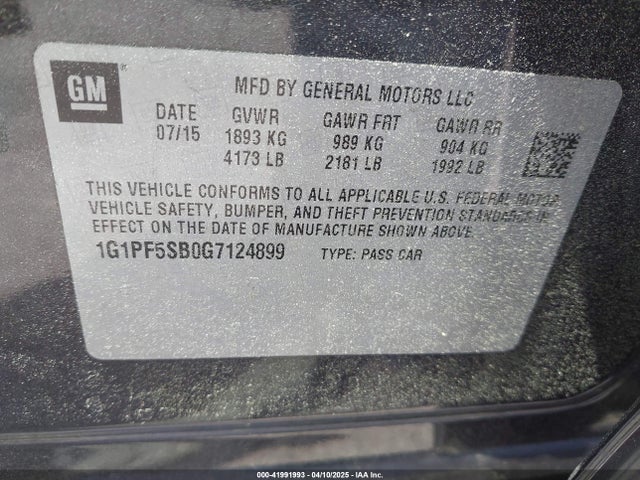 1G1PF5SB0G7124899 Chevrolet Cruze Limited 2lt Auto