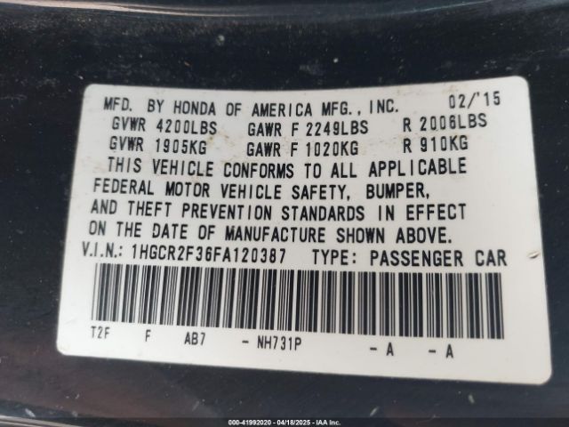 1HGCR2F36FA120387 Honda ACCORD LX