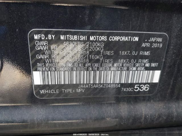 JA4AT5AA5KZ048554 Mitsubishi Eclipse Cross Se
