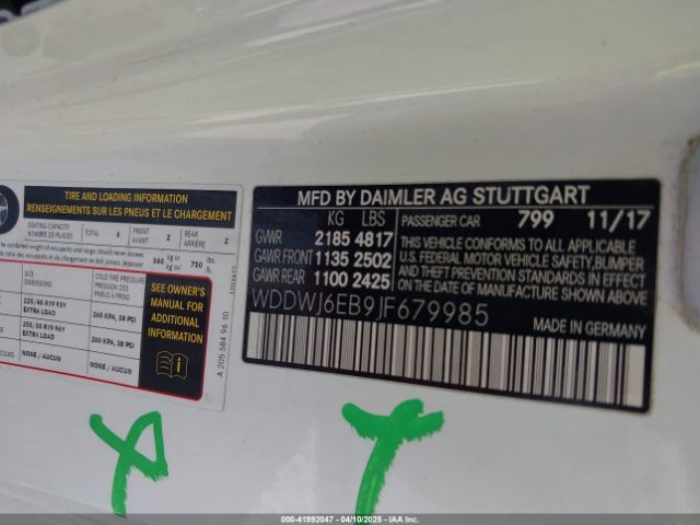 WDDWJ6EB9JF679985 Mercedes-Benz Amg C 43 4matic