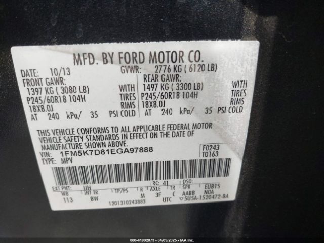 1FM5K7D81EGA97888 Ford EXPLORER XLT