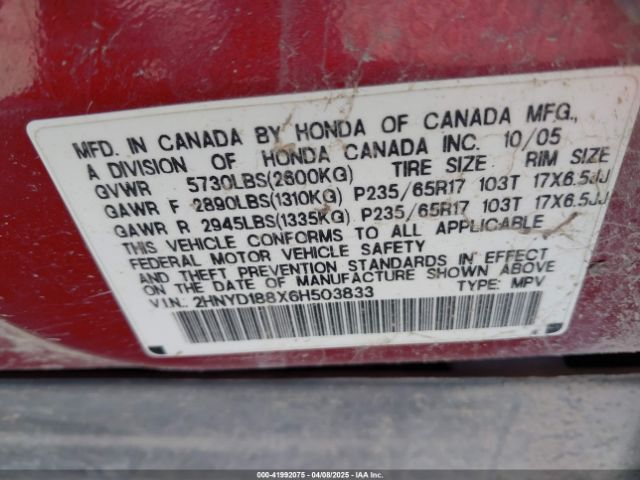 2006 ACURA MDX 2HNYD188X6H503833 Photo 8