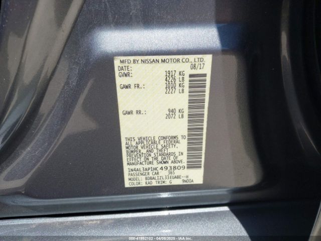 1N4AL3AP1HC493809 Nissan Altima 2.5 Sv