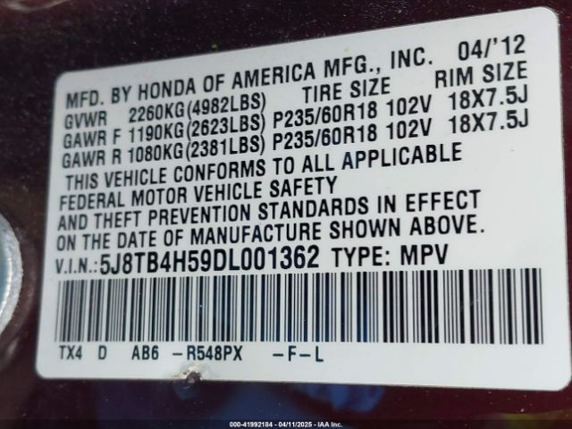 2013 ACURA RDX 5J8TB4H59DL001362 Photo 8