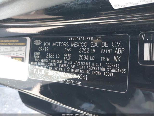 3KPF24AD2KE095541 KIA FORTE FE