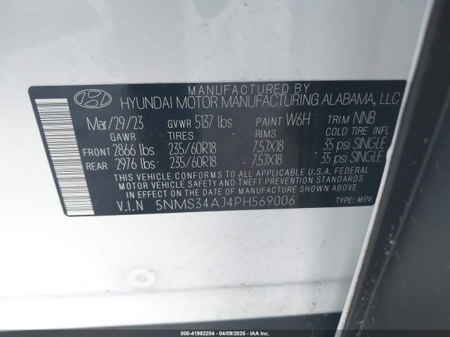 Hyundai Santa Fe Sel 2023 5NMS34AJ4PH569006 Image 9