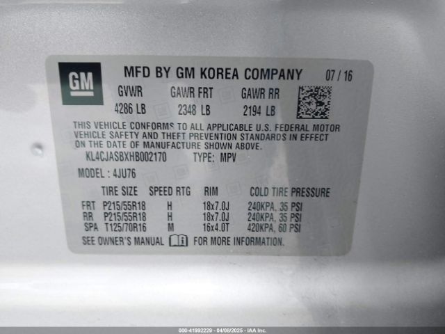 KL4CJASBXHB002170 Buick Encore Preferred