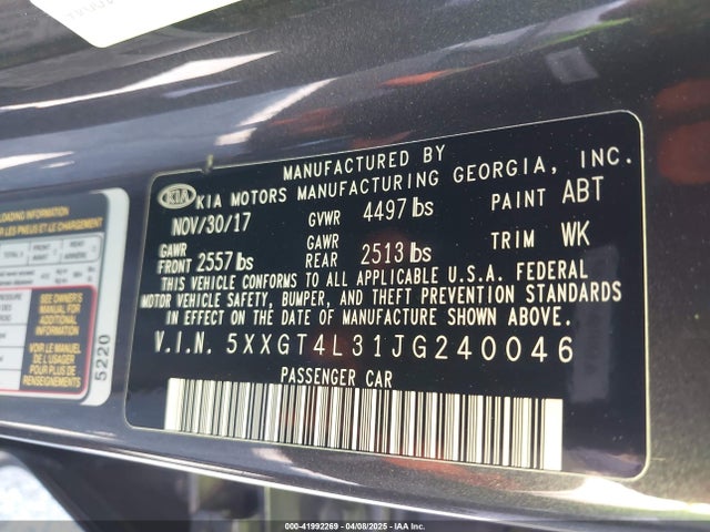 5XXGT4L31JG240046 KIA Optima S
