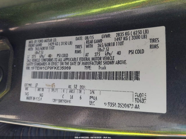 1FTEW1CP9FKE35969 Ford F-150 Xlt