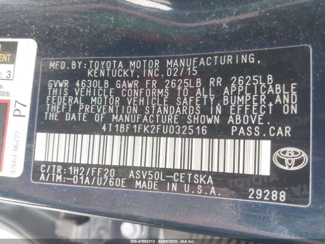 4T1BF1FK2FU032516 Toyota CAMRY SE