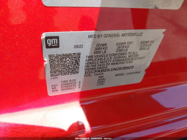 2022 CHEVROLET SILVERADO 1500 1GCPABEK1NZ638925 Photo 8