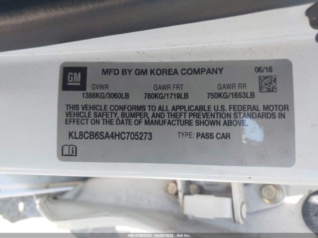 KL8CB6SA4HC705273 Chevrolet Spark Ls Cvt