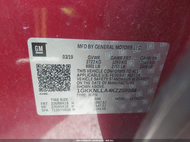 1GKKNLLA4KZ250084 GMC Acadia Sle-2