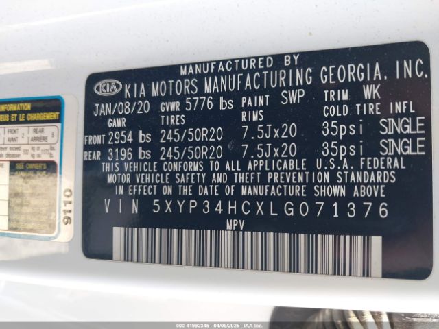 5XYP34HCXLG071376 KIA Telluride Ex