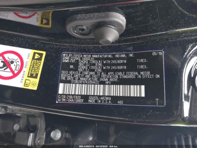 5TDBZRFH7KS994632 Toyota Highlander Le