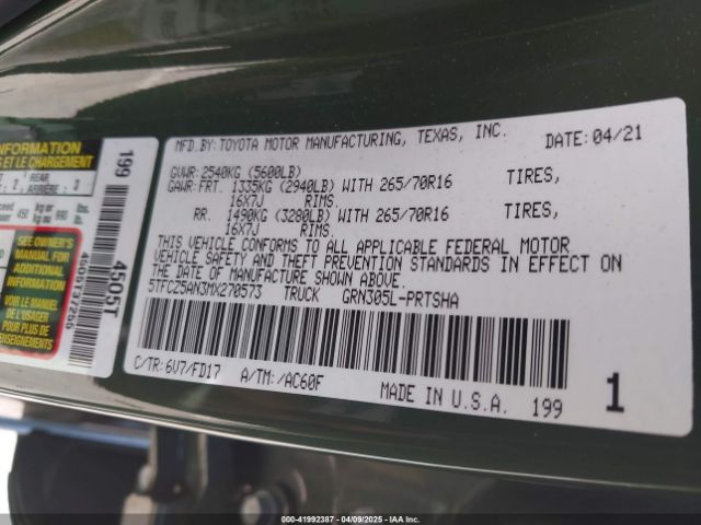 5TFCZ5AN3MX270573 Toyota Tacoma Trd Off-road