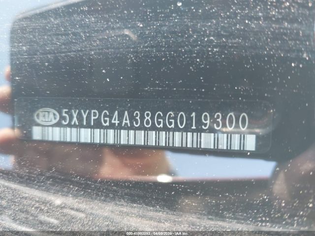 5XYPG4A38GG019300 KIA Sorento 2.4l Lx