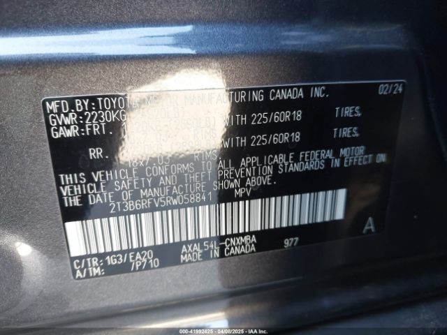 2T3B6RFV5RW058841 Toyota Rav4 Hybrid Xle Premium