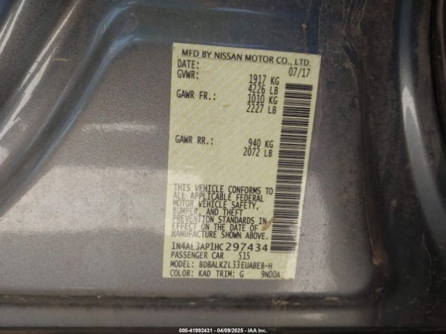 1N4AL3AP1HC297434 Nissan Altima 2.5 Sv