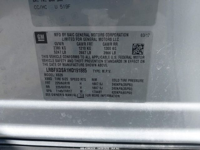LRBFXDSA1HD191885 Buick Envision Essence