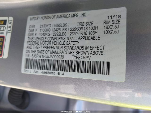 2018 HONDA CR-V 5J6RW1H55JA009939 Photo 8